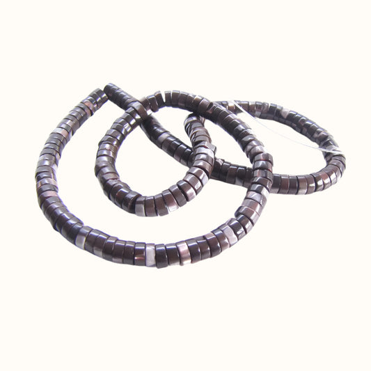 BSTD6 - SHELL BEAD - TROCHUS SMOKED DONUT - 5MM (160PCS) - OCEAN SHELL STUDIOS