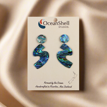 Earrings_0001_Layer-14 - Paua Squiggle (21*47mm) EARRINGS - TWO PIECE STUD - OCEAN SHELL STUDIOS