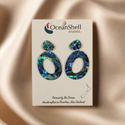 Earrings_0002_Layer-13 - Paua Circle (46*27mm) EARRINGS - TWO PIECE STUD - OCEAN SHELL STUDIOS