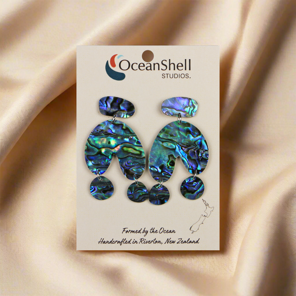 Earrings_0003_Layer-12_fba8c61a-6cfb-4fe8-b6ed-06e2863014fc - Paua Poodles (35*55mm) EARRINGS - THREE PIECE STUD - OCEAN SHELL STUDIOS