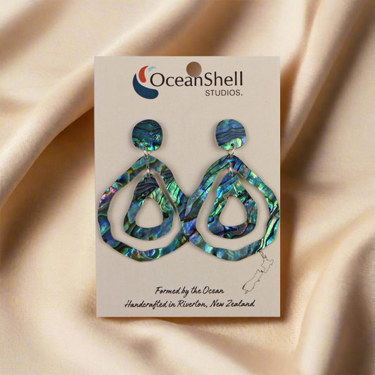 Earrings_0006_Layer-10 - Paua Double Drop (37*55mm) EARRINGS - THREE PIECE STUD - OCEAN SHELL STUDIOS