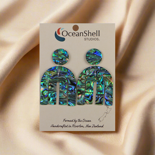 Earrings_0006_Layer-9 - Paua Double Arch (33*52mm) EARRINGS - THREE PIECE STUD - OCEAN SHELL STUDIOS