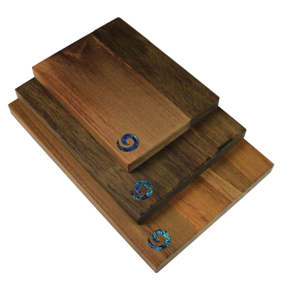 Koru_Cheeseboard - RIMU CHEESE BOARD KORU - WITH KNIFE - OCEAN SHELL STUDIOS