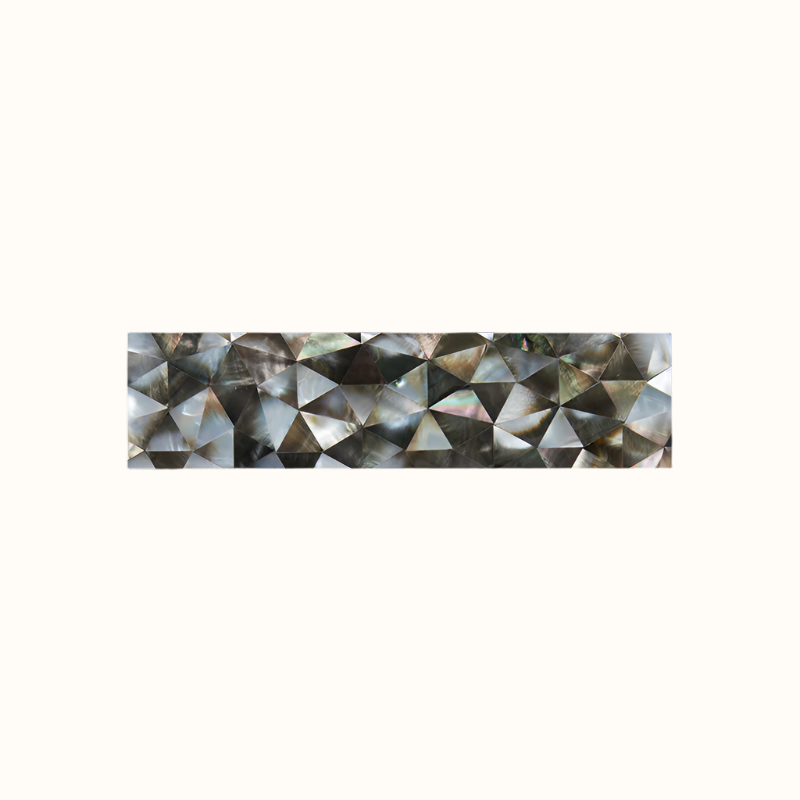 MOP107-300 - 300x75mm SOLID SHELL TILE - BLACK MOP - CRAZY - OCEAN SHELL STUDIOS