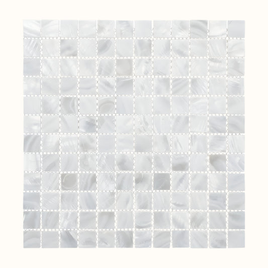 MS001-25 - SOLID SHELL MOSAIC TILE FRESHWATER MOP WHITE - OCEAN SHELL STUDIOS