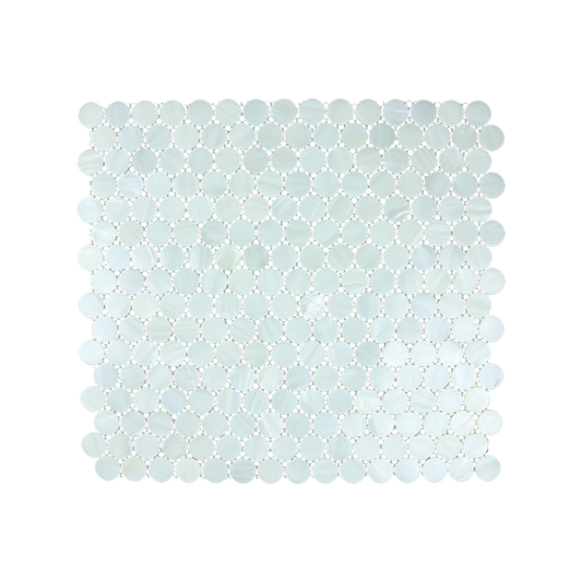 MS004-20 - SOLID SHELL MOSAIC TILE CIRCLE FRESHWATER MOP WHITE - OCEAN SHELL STUDIOS