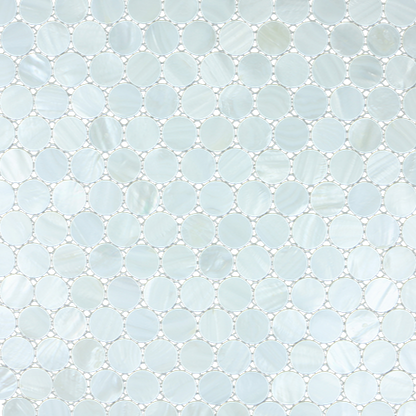 MS004-25 - SOLID SHELL MOSAIC TILE CIRCLE FRESHWATER MOP WHITE - OCEAN SHELL STUDIOS