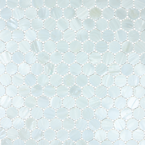 MS004-25 - SOLID SHELL MOSAIC TILE CIRCLE FRESHWATER MOP WHITE - OCEAN SHELL STUDIOS