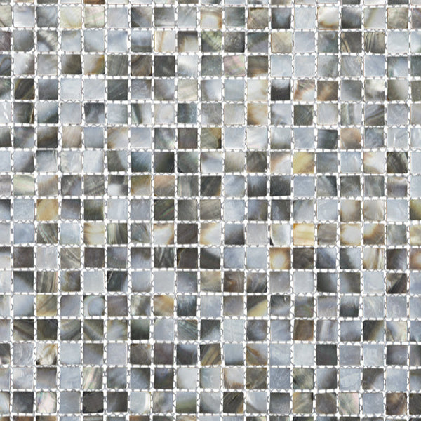MS201-15 - 15x15 on backing 305x305mm SOLID SHELL MOSAIC TILE BLACK MOP - OCEAN SHELL STUDIOS