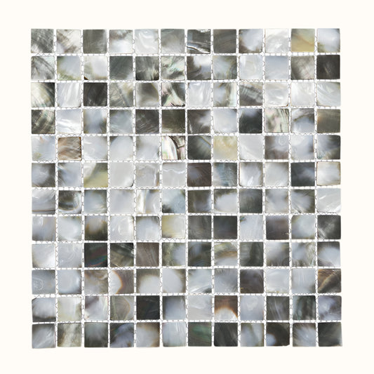 MS202-25 - 25x25 on backing 318x318mm SOLID SHELL MOSAIC TILE BLACK MOP - OCEAN SHELL STUDIOS
