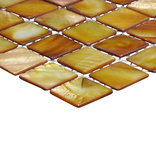 MSDB-20_3 - SOLID SHELL MOSAIC TILE - MOP DYED - BROWN - OCEAN SHELL STUDIOS