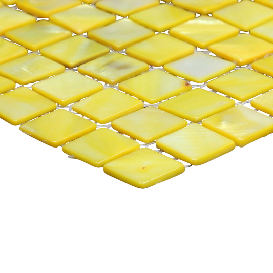 MSDY-15_3 - SOLID SHELL MOSAIC TILE - MOP DYED - YELLOW - OCEAN SHELL STUDIOS