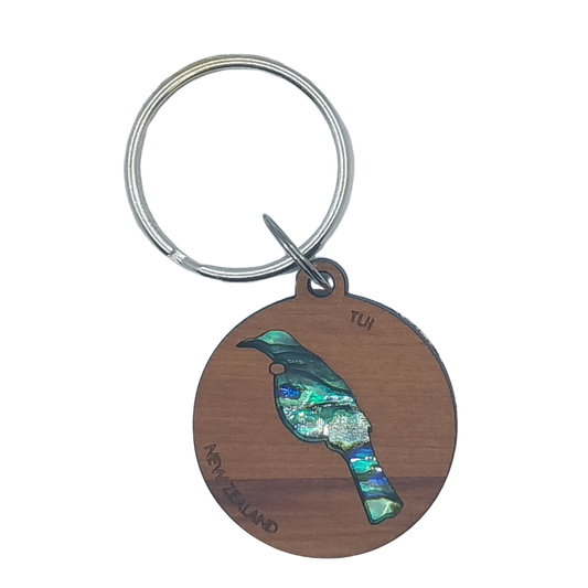 NKEY3DT - Tui PAUA AND RIMU 3D KEYRING - OCEAN SHELL STUDIOS