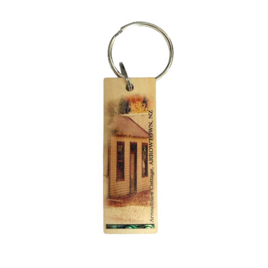 NKEYHAT - Arrowtown HOOP-PINE/PAUA STRIP KEYRING - OCEAN SHELL STUDIOS