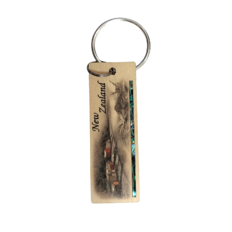 NKEYHBH - Boat Houses HOOP-PINE/PAUA STRIP KEYRING - OCEAN SHELL STUDIOS
