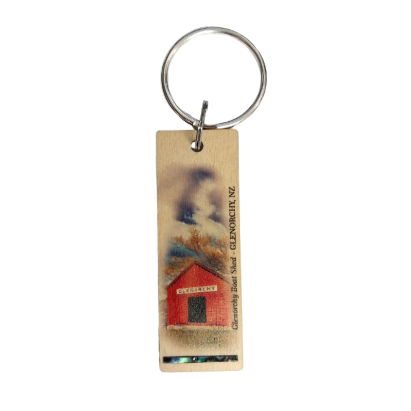 NKEYHGH - Glenorchy Lake House HOOP-PINE/PAUA STRIP KEYRING - OCEAN SHELL STUDIOS
