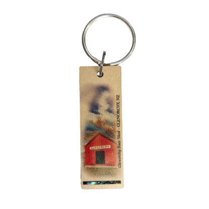 NKEYHGH - Glenorchy Lake House HOOP-PINE/PAUA STRIP KEYRING - OCEAN SHELL STUDIOS