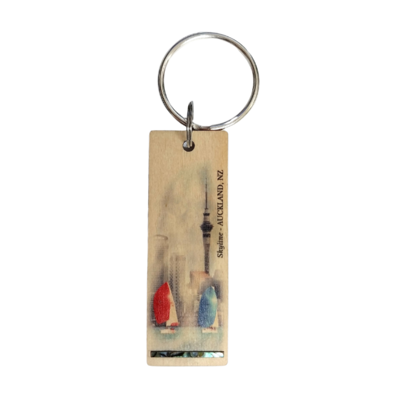 NKEYHSL - Skyline HOOP-PINE/PAUA STRIP KEYRING - OCEAN SHELL STUDIOS