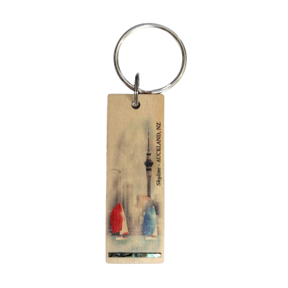 NKEYHSL - Skyline HOOP-PINE/PAUA STRIP KEYRING - OCEAN SHELL STUDIOS