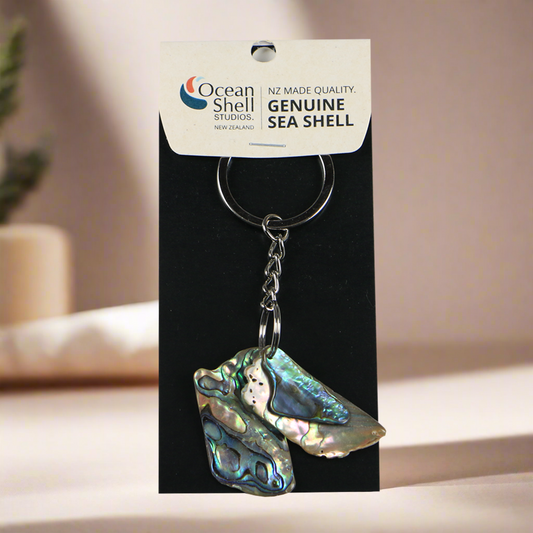 NKEYTP - SHELL PIECES TRIPLE PAUA PAUA KEYRING - OCEAN SHELL STUDIOS