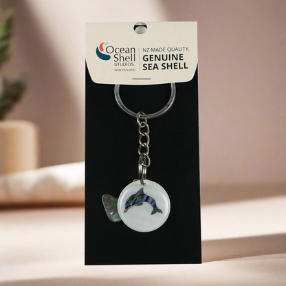 NKEYTPD - SHELL PEICES PAUA & DOLPHIN PAUA KEYRING - OCEAN SHELL STUDIOS