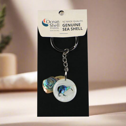 NKEYTPKI - SHELL PEICES PAUA & KIWI PAUA KEYRING - OCEAN SHELL STUDIOS