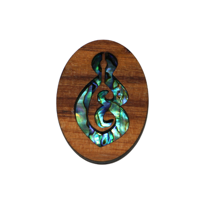 NMAG3DDKT - Double Koru Tear PAUA AND RIMU 3D MAGNET - OCEAN SHELL STUDIOS