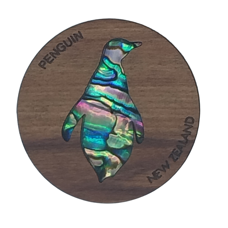 NMAG3DP - Penguin PAUA AND RIMU 3D MAGNET - OCEAN SHELL STUDIOS