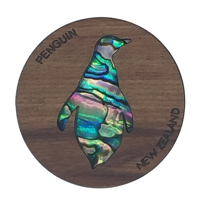 NMAG3DP - Penguin PAUA AND RIMU 3D MAGNET - OCEAN SHELL STUDIOS