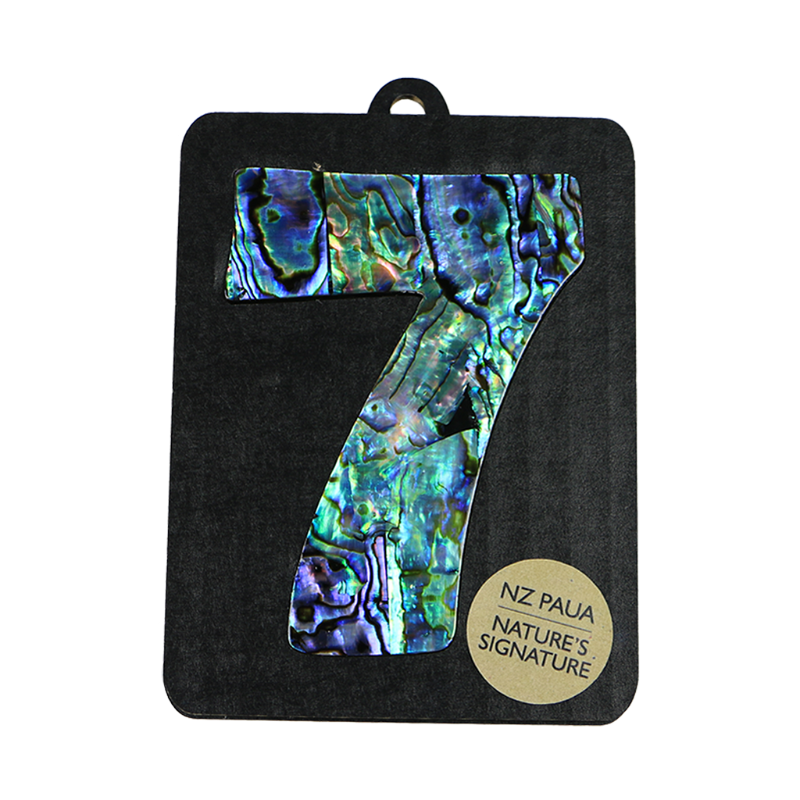 NPN7 - 7 - SEVEN PAUA VENEER NUMBERS - OCEAN SHELL STUDIOS