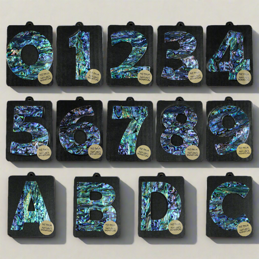 NPN_Letterbox_Number_Set - PAUA VENEER NUMBERS - OCEAN SHELL STUDIOS