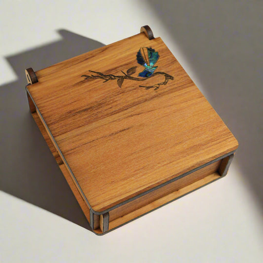NPRBFB - Fantail on a Branch PAUA & RIMU - BOX - OCEAN SHELL STUDIOS