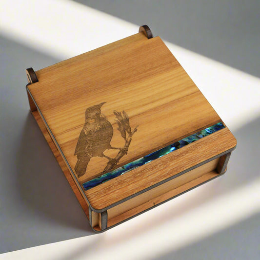 NPRBTT - Tim the Tui PAUA STRIP & RIMU - BOX - OCEAN SHELL STUDIOS