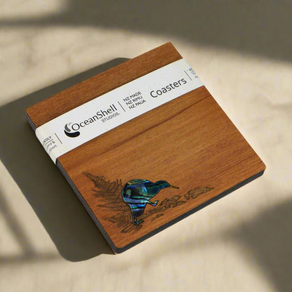 NPRCK1 - Kiwi PAUA AND RIMU COASTERS - SINGLES - OCEAN SHELL STUDIOS