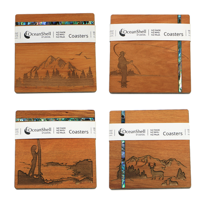 NPRCKA4B_SET - Kiwi Adventure PAUA AND RIMU COASTER - SETS - OCEAN SHELL STUDIOS
