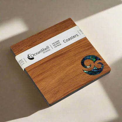 NPRCKO1 - Koru PAUA AND RIMU COASTERS - SINGLES - OCEAN SHELL STUDIOS