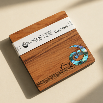 NPRCLK1 - Family Koru PAUA AND RIMU COASTERS - SINGLES - OCEAN SHELL STUDIOS