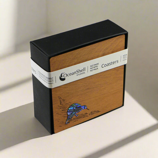 NPRCNB4B - PAUA AND RIMU COASTER - SETS - OCEAN SHELL STUDIOS