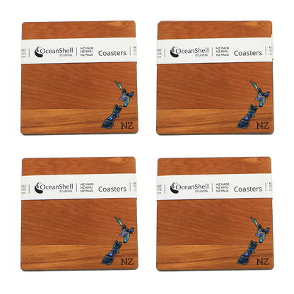 NPRCNZ4B_SET - New Zealand Map PAUA AND RIMU COASTER - SETS - OCEAN SHELL STUDIOS