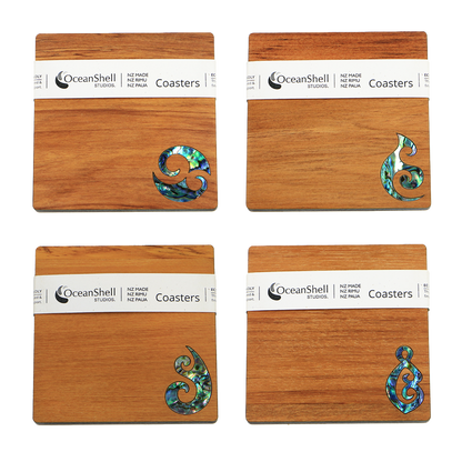 NPRCOH4B_SET - Our Heritage PAUA AND RIMU COASTER - SETS - OCEAN SHELL STUDIOS