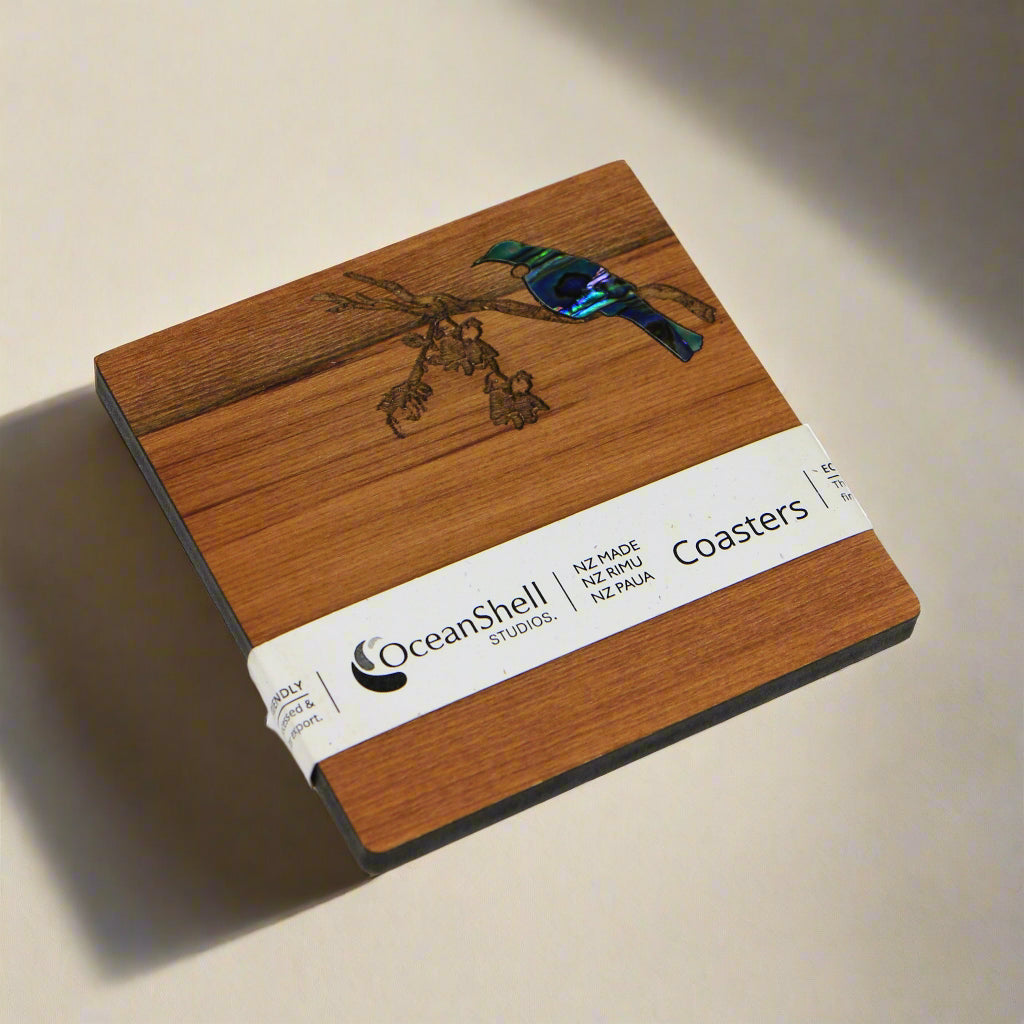 NPRCT1 - Tui PAUA AND RIMU COASTERS - SINGLES - OCEAN SHELL STUDIOS