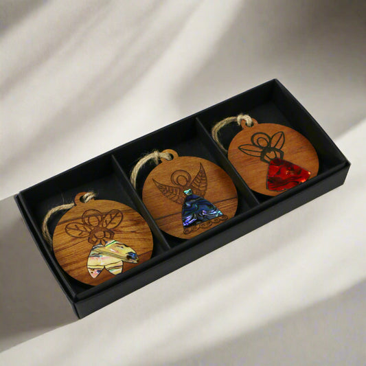 NPRDFTRIO_bc7c6924-e3bb-4b2e-8418-8e5b34664a1c - Fairy Trio PAUA - RIMU DECORATION TRIO - OCEAN SHELL STUDIOS