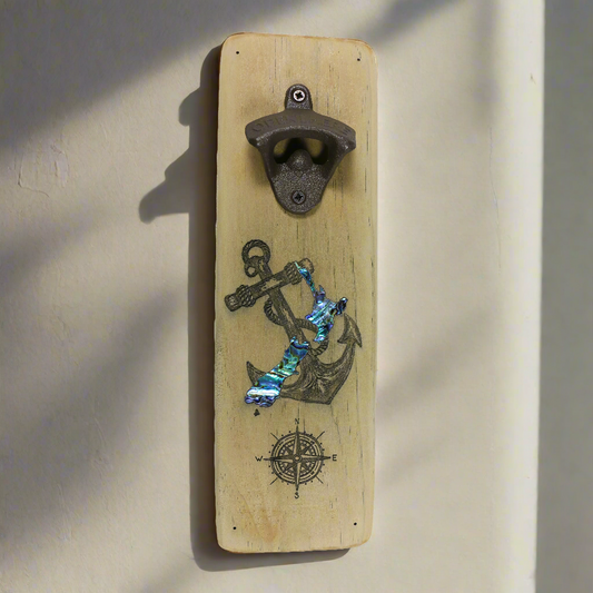 NRWCMAR - Anchor RECYCLEWOOD BOTTLE OPENER - OCEAN SHELL STUDIOS