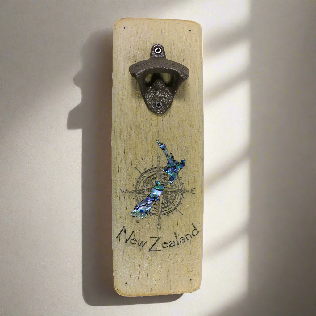 NRWCMCS - Compass RECYCLEWOOD BOTTLE OPENER - OCEAN SHELL STUDIOS