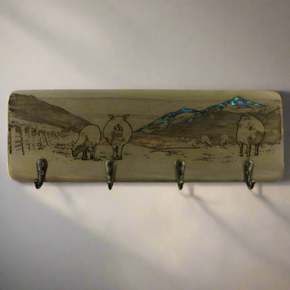 NRWKHSP - Sheep KEYHOLDER RECYCLEWOOD - OCEAN SHELL STUDIOS