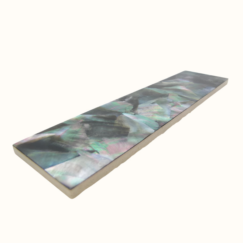 TBP50 - 200x50mm SHELL VENEER TILE BLACK MOTHER OF PEARL - OCEAN SHELL STUDIOS