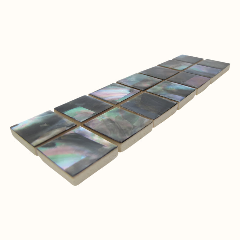 TBPM - 25x25mm (14pcs) SHELL VENEER TILE BLACK MOTHER OF PEARL - OCEAN SHELL STUDIOS