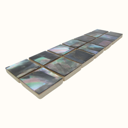 TBPM - 25x25mm (14pcs) SHELL VENEER TILE BLACK MOTHER OF PEARL - OCEAN SHELL STUDIOS