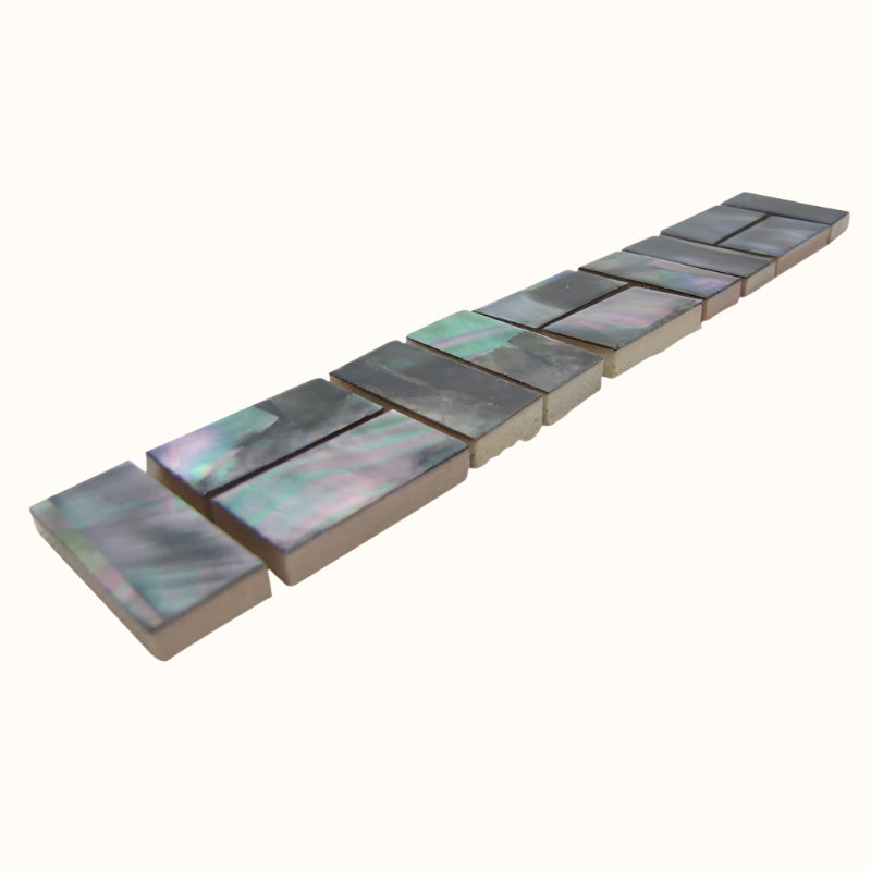 TBPRB - Random size (12pc) SHELL VENEER TILE BLACK MOTHER OF PEARL - OCEAN SHELL STUDIOS
