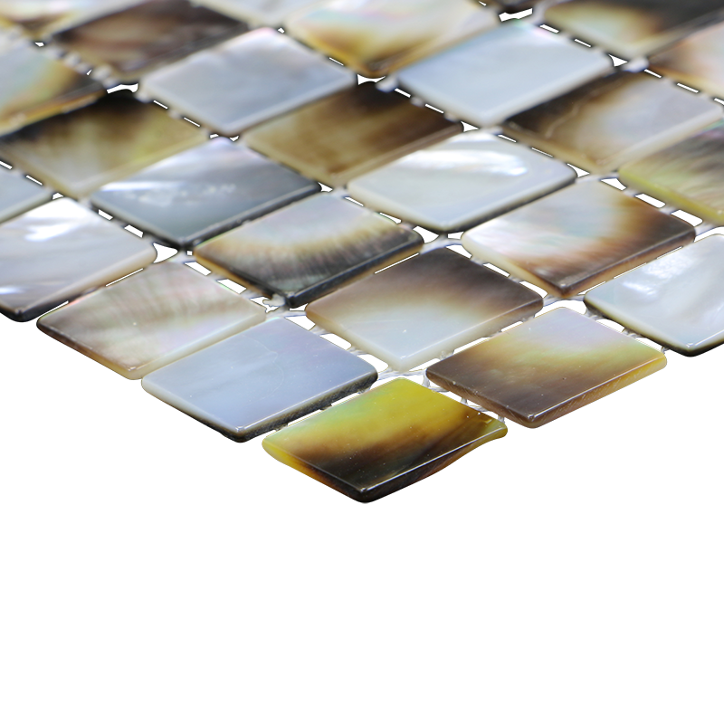 TMBPL15_3 - SOLID SHELL MOSAIC TILE - BMOP NATURAL SQUARE - LIGHT - OCEAN SHELL STUDIOS
